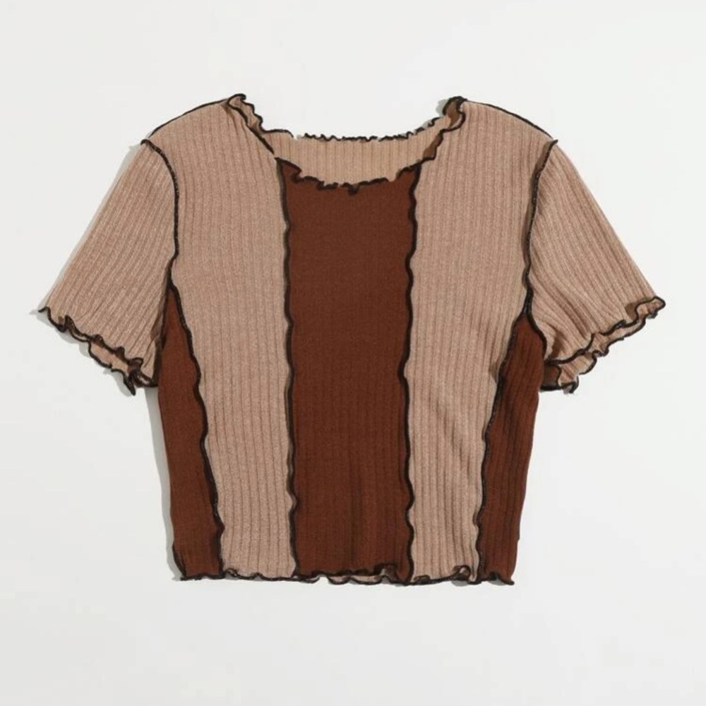 Lettuce trim color blocking tee